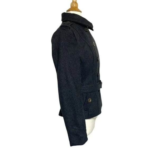 Outer Edge M charcoal gray wool blend belted pea coat - Picture 8 of 11
